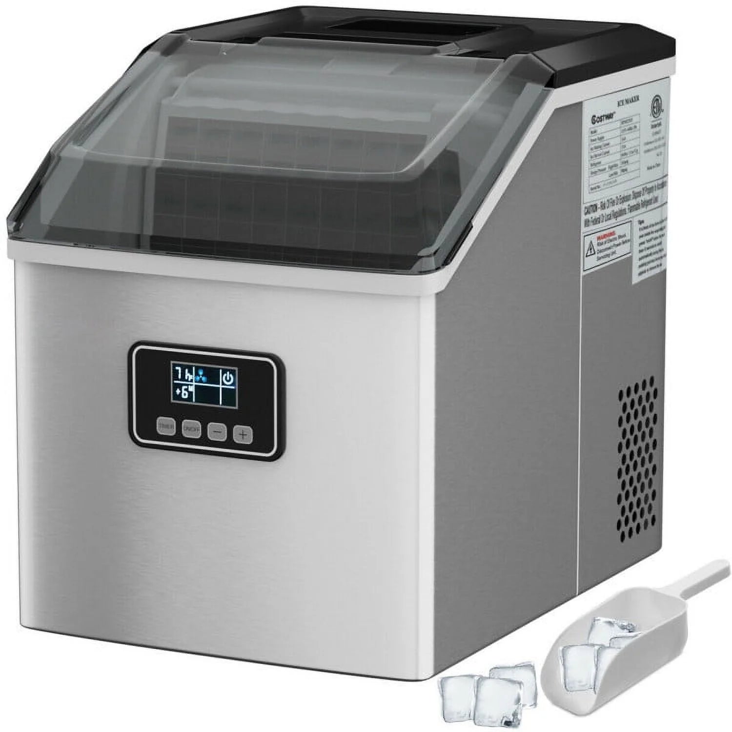 Kadyn Countertop Ice Maker, Ice Machine, Portable Ice Maker, 48 lbs Stainless Self-Clean Ice Maker with LCD Display