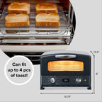 Sengoku SET-G16A(W) HeatMate Graphite Compact Countertop Toaster Oven with 4 Non-Stick Pans for Toasting and Baking, 120 Volt, Eggshell White