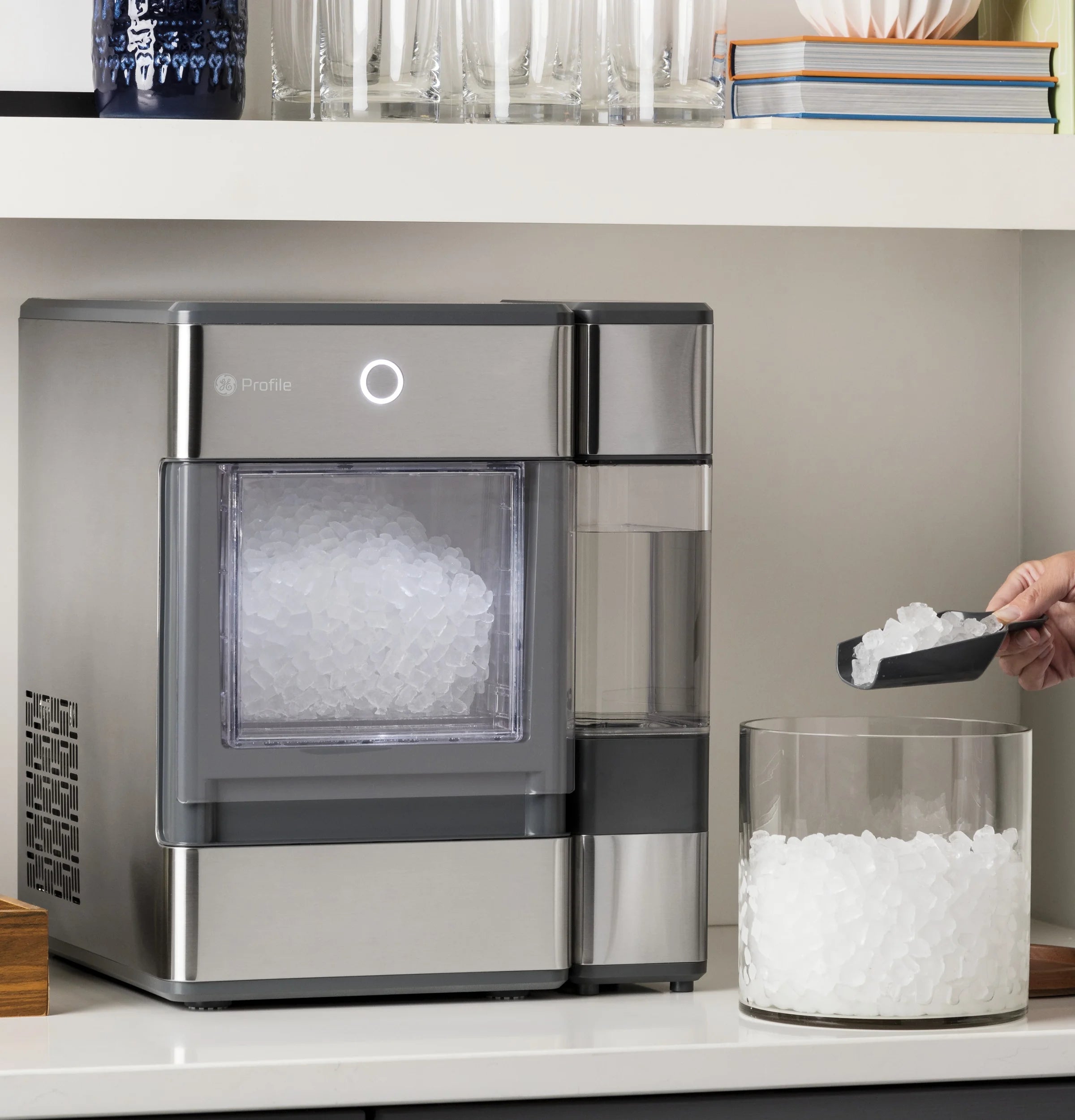 GE Profile? Opal? Nugget Ice Maker + Side Tank, Countertop Icemaker, Stainless Steel, 33lbs Daily Ice Production