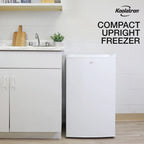 Koolatron Compact Upright Freezer, 3.1 cu ft (88L) White Manual Defrost