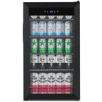 Nipus 17.52 inch Beverage Refrigerator Cooler,120 Cans Capacity with Glass Door for Soda Wine Beer, with Adjustable Removable Shelves, Black