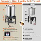 100QT Stainless Steel Seafood Boiling Kit, 200,000BTU Propane Stove for Outdoors Cooking, Large Stock pot w/Basket for Shrimp, Lobster, Crab Crawfish, Turkey Deep Fryer, Seafood Boil Pot