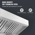 KFFKFF 9FT Stainless Steel Exhaust Hood for Commercial Use, Suitable for Food Trucks and Concession Trailers, Includes 4 Removable U-shaped Grease Filtration Meshes, Durable and Resists Corrosion