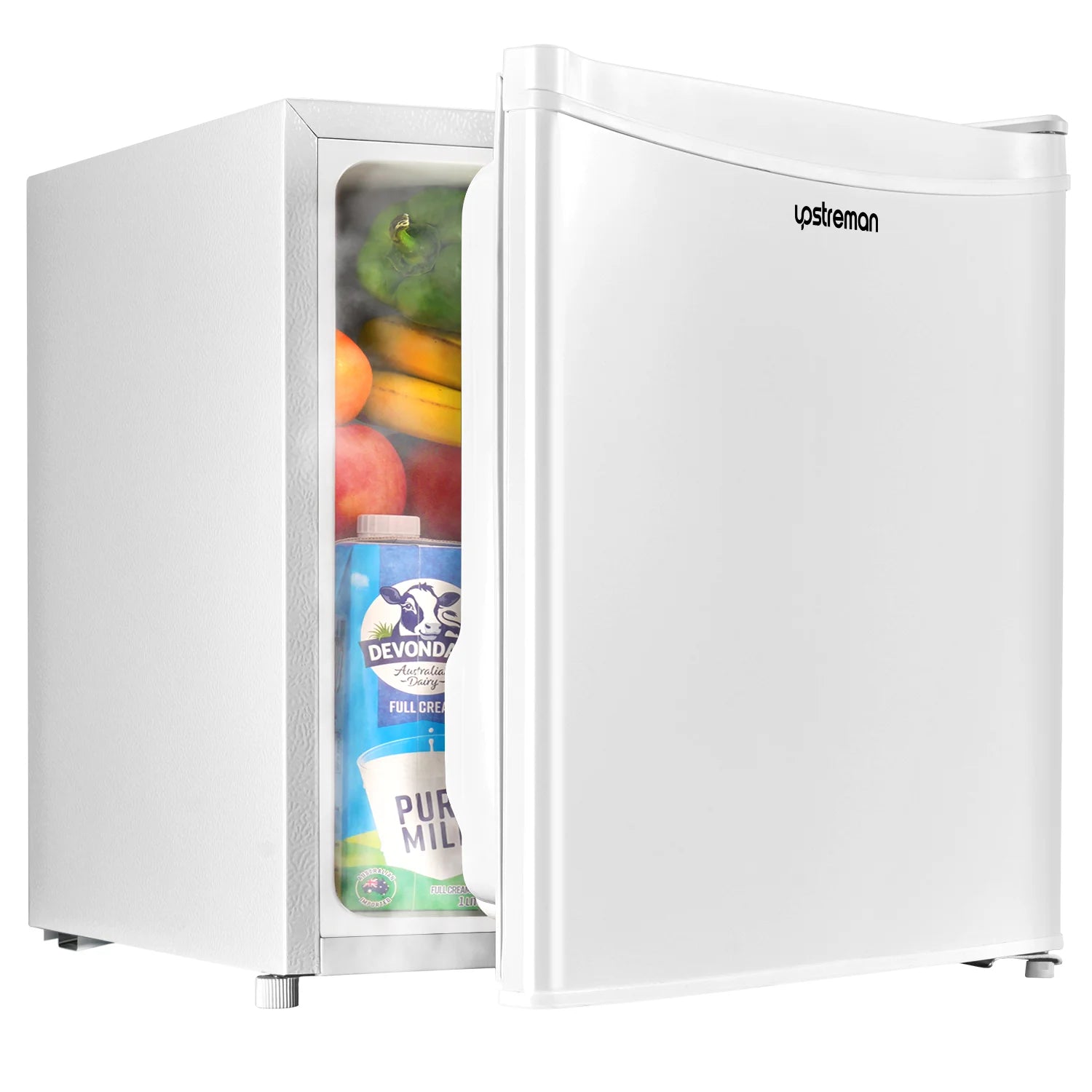 Upstreman 1.7 Cu ft Mini Fridge with Freezer Single Door Compact Refrigerator, Low Noise, Energy Saving, Adjustable Temperature, Reversible Door, for Home Office Dorm, Black FR17