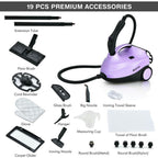 Spaco 2000W Heavy Duty Multi-purpose Steam Cleaner with Automatic Power Off and Child safety Lock, Steam Cleaner Mop with Detachable Handheld Unit, Purple