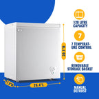 WANAI 5.0 Cu.ft Compact Freezer, Fast Cooling, Top Door Design, Energy-Efficient Deep Freezer White