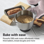 Hamilton Beach 4 Quart Stand Mixer for Kitchen, 7 Speeds, Tilt-Head, Dough Hook, Whisk & Flat Beater, Black