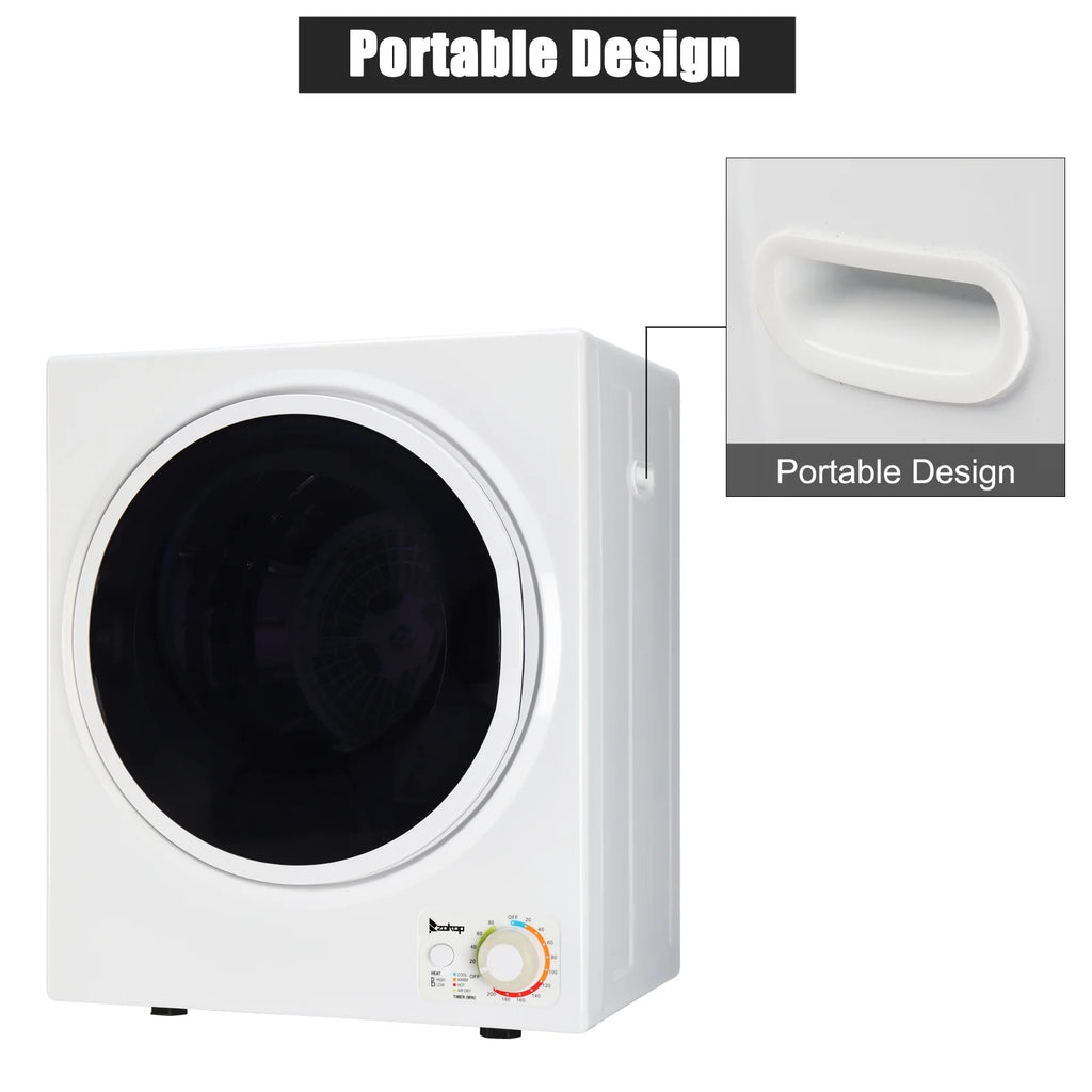 GYM25-78 Compact Portable Household clothes Dryer 1.6cuft with Stainless Steel Drum Black and White 120V MECHANICAL Control ETL Certification