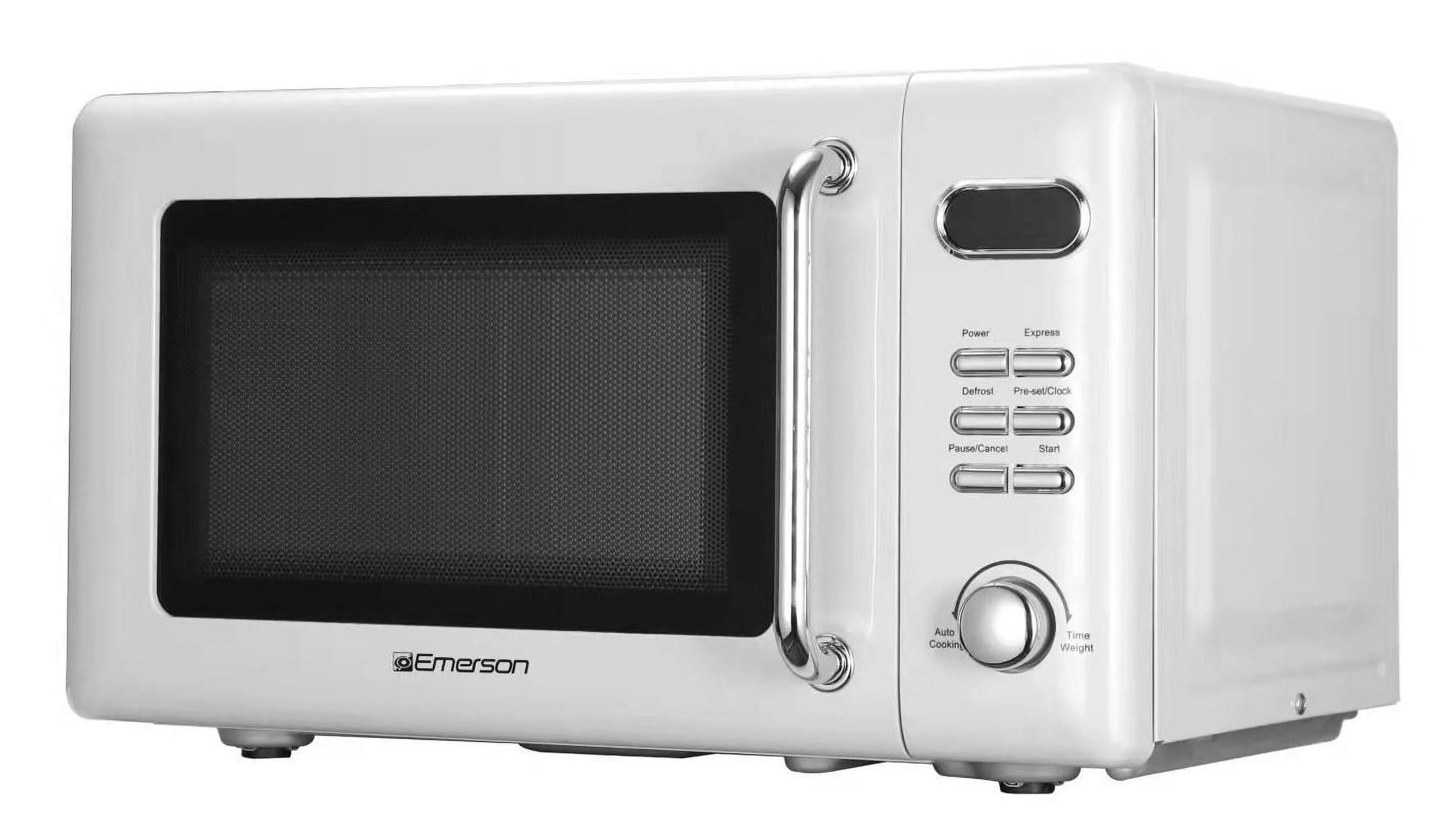 Emerson 0.7 Cu Ft, 700W White Retro Countertop Microwave Oven, MWR7020W
