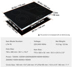 KFFKFF 7200W Electric Ceramic Cooktop, 30" 4 Burners Built-in Countertop Burners Cooker Touch Sensor Control, Overheat Protection, Child Lock, 220-240V (NO Plug)