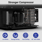SMAD 12V/24V Car Fridge 50L Camping Mini Fridge Freezer, Quiet Electric Compressor Cool Box, Black
