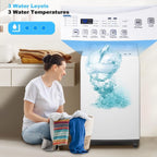 Techomey Compact Washing Machines 1.7 Cu ft Single Use in Schools and apartments 12lbs White Washer