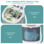 Barara King Washing Machine, Laundry Washer, Portable Mini Washing Machine Semi-Automatic Washer and Spinner Combo with Single Tub-Gray