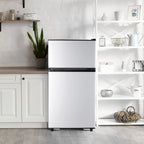CALLIEVER Compact Mini Fridge with Freezer, 3.5 Cu.Ft 2-Door Refrigerator �C Ideal for Dorm, Office, Bedroom �C 7 Temp Settings, Adjustable Shelves,Silver