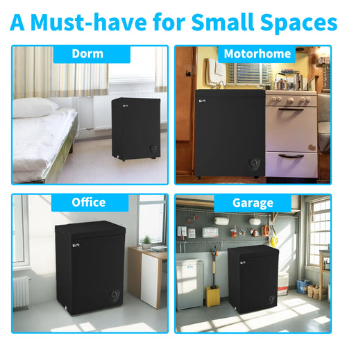3.5 Cubic Chest Freezer, Compact Deep Freezer with Top Open Door and Removable Storage Basket, 7 Gears Temperature Control, Energy Saving, for Office Dorm or Apartment