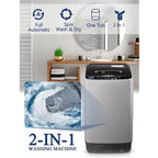Full-Automatic Washing Machine, Portable Laundry Washer, Compact 17.7 lbs, LED Display, Drain Pump, 10 Wash Programs 8 Water Levels