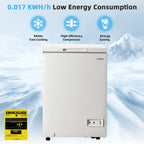 Costway 3.5 Cubic Feet Removable Storage Basket Chest Freezer