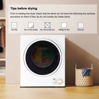 GYM25-78 Compact Portable Household clothes Dryer 1.6cuft with Stainless Steel Drum Black and White 120V MECHANICAL Control ETL Certification