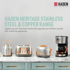 Haden Coffee Maker & Heritage 1.7 Liter Electric Kettle, Black & Chrome