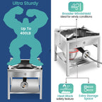 100QT Stainless Steel Seafood Boil Pot with 200,000BTU Propane Burner, w/Basket for Outdoor Deep Fryer, Large Cooking Pot for Turkey Fryer, Crab, Crawfish, Shrimp, Lobster Boiling Stock Pot