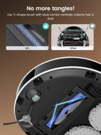 Lefant M3 Robot Vacuum and Mop, 12,000Pa Suction, All-in-One Base Station, Anti-Tangle Brushes & Dual Spinning Mop, 113��F Hot Water Auto Mop Washing & Cool Air Drying, Self-Emptying & Refilling