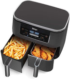 Restored Ninja DZ201 Foodi 6-in-1 2-Basket Air Fryer with DualZone Technology, 8-Quart Capacity, and a Dark Grey Stainless Finish (Refurbished)