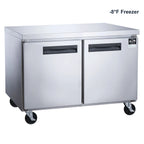 NSF 48 in. 2-Door Undercounter Freezer 13 Cu. Ft. Worktop Commercial Freezer in Stainless Steel ETL