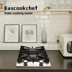 Eascookchef 2 Burners Gas Cooktop Electric Stove Oven 12 inch NG/LP Gas Stainless Flame-Out Proof