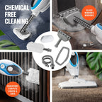 Pursteam ScrubMaster Steam Mop with Dual Scrubbing Head, LED Headlights, Adjustable Steam Control, Anti-Slip Swivel Head, Cable Holder & Upright Lock