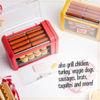 ZZJP Oscar Mayer Extra Large Countertop 8 Hot Dog Roller and Bun Toaster Oven - Stainless Steel Rollers and Non-stick Warming Racks - Adjustable Timer