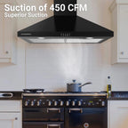 CIARRA Black Range Hood 30 inch Wall Mount Vent Hood Ductless Ducted Convertible CAB206P75