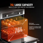 KFFKFF Single Wall Oven, 24" Electric Oven for Built-in Installation, Offers 9 Cooking Modes, 2.68 Cu.Ft Capacity, Includes Timer, 2800W Power, Comes with Baking Rack and Tray, Ideal for Any Kitchen