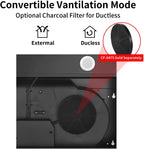 Range Hood 30 inch Under Cabinet,Black Stainless Steel Range Hood with 500 CFM,Ductless Range Hood Black,Kitchen Vent Hood 30 inch with 3 Way Venting,Baffle Filters,LED Light