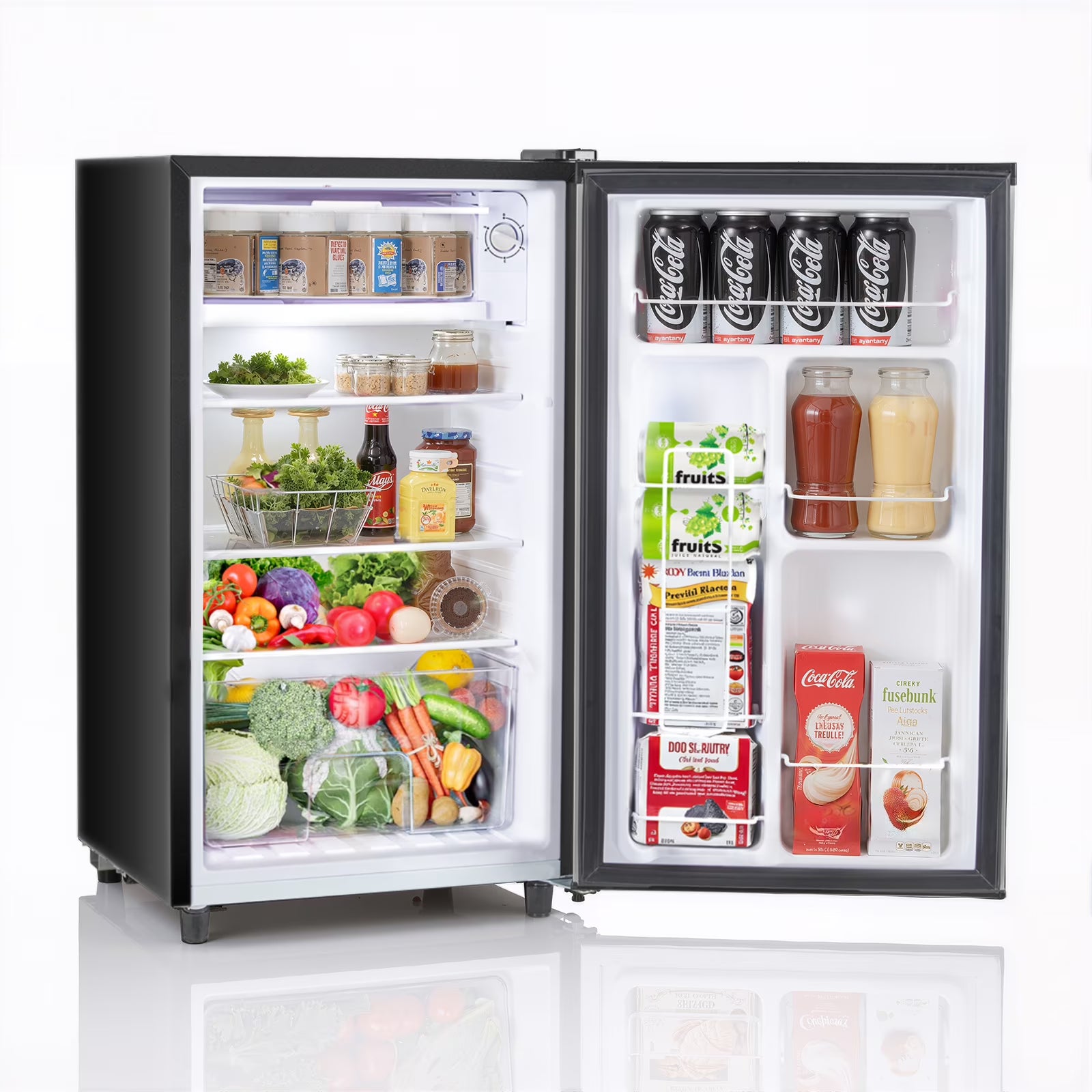 Upgraded Mini Fridge with Freezer, Compact Single Door, 3.2 Cu.Ft , Adjustable Thermostat, Low Noise, Perfect for Bedroom, Dorm, Office, 17.5" D x 17.7" W x 31.5" H, Black