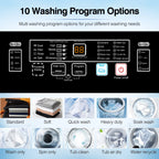 GGTB Portable Washing Machine for Apartments, 17.7 lbs Full Automatic Clothes Washer Machine,1.9 Cu.ft Top Load Washer with 10 Wash Programs/8 Water Levels, Coffee Gold