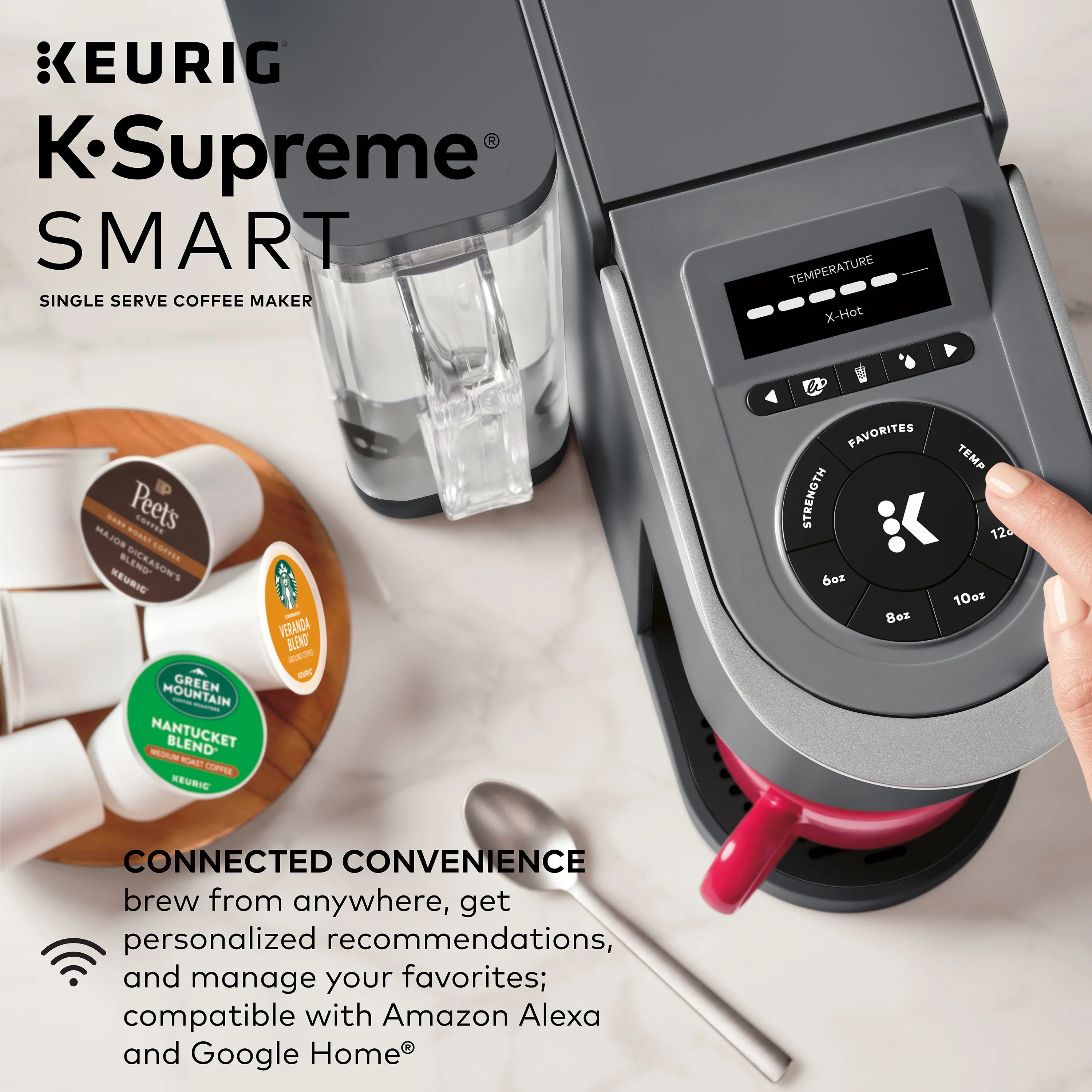 Keurig K-Supreme SMART Coffee Maker, MultiStream Technology, Brews 6-12oz Cup Sizes, White