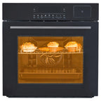 Aoile 24" Single Wall Oven, 3000W 2.5 Cu.Ft. Built-in Electric Oven with 4 Cooking Functions & 108 Automatic Recipes
