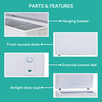 Koolatron Large Chest Freezer, 7.0 cu ft (195L),Manual Defrost Deep Freeze, Storage Basket, Space-Saving Flat Back, Stay-Open Lid, Front-Access Drain, White