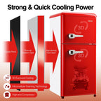 GGTB 3.0 Cu.Ft Two Door Small Refrigerator with Freezer, Compact Retro Small Refrigerator for Dorm, Office, Bar, RV, Bedroom, Blue