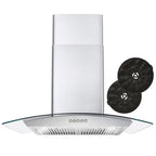 30 in. Vista Collection Ductless Wall Mount Range Hood, Button Controls, LED Lights, Stainless Steel