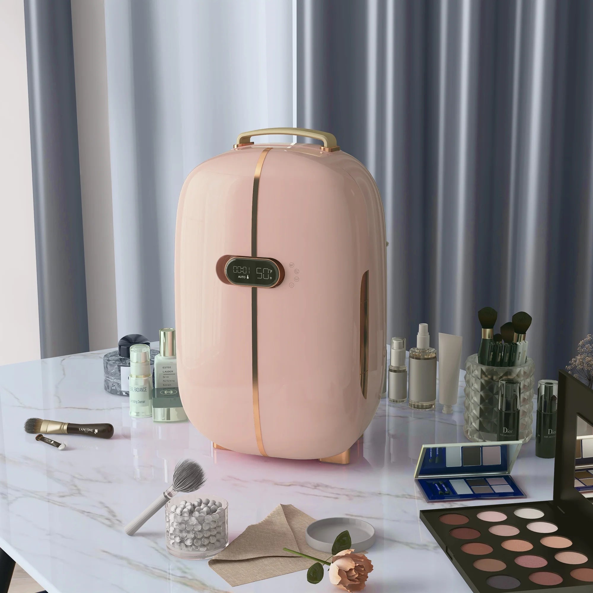 HOMCOM Portable Skincare Fridge with LED Display, 12L Mini Fridge for Beauty, Makeup and Cosmetics