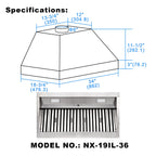 Akicon 48 Inch Range Hood Insert, Stainless Steel 8" Ducted Insert/Built-in Kitchen Vent Hood with 1200 CFM Suction, Dimmable LED Lights and Dishwasher Safe Filters, 4 Speed-Cool White
