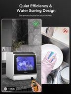 FOHERE Countertop Dishwasher with 6H Delay Cleaning, Portable Dishwasher w/5L Built-in Water Tank, 6 Programs, 360��Dual Spray, High-Temp