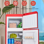 Harper & Bright Designs Double Door Mini Fridge with Freezer, 3.2 Cu.Ft Compact Refrigerator with Adjustable Shelf, Adjustable Thermostat and Reversible Door for Bedroom, Dorm, Home Office, White