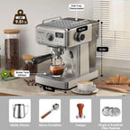 HiBREW 58mm Espresso Machine H10A, 20 Bar Coffee Maker with Milk Frother Steam Wand, Stainless Steel Coffee Machine for Home Use