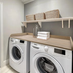 Kaboon Washer Dryer Countertop with Edge Rails, 27.5" x 54", Light Walnut