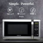 Farberware Countertop Microwave Ov 1100 Watts, 2.2 cu ft - Smart Sensor With LED Lighting and Child Lock - Perfect for Apartments and Dorms - Easy Clean Black Interior, Stainless Steel