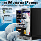 Yeego 30" Wine and Beverage Refrigerator,Two 15" Wine and Beverage Cooler Under Counter or Freestanding, Hold 33 Bottles and 80 Cans(Two Pack)