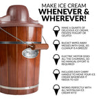 Nostalgia 6-Quart Wood Bucket Ice Cream Maker