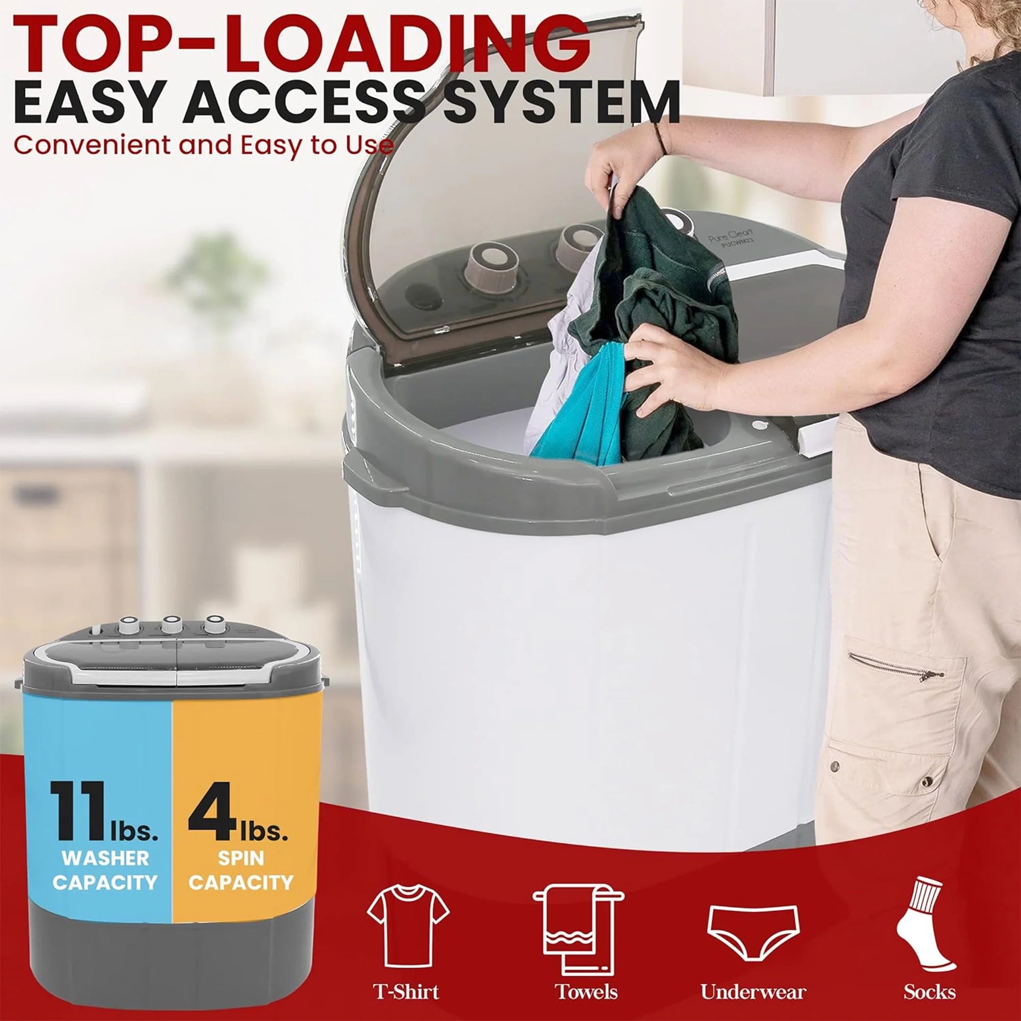 Open Box Pyle Pure Clean 110 Volt 2 in 1 Compact and Portable Washer and Dryer